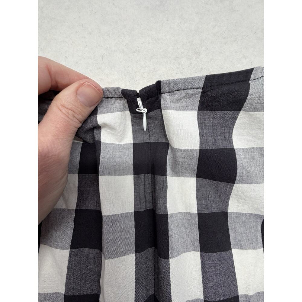J. Crew Puff Sleeve Blouse Top Gingham Black and White Size 8 Classic Cotton - Picture 9 of 9